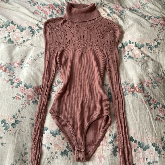 Free People Tops - Free People Mauve Turtleneck Bodysuit